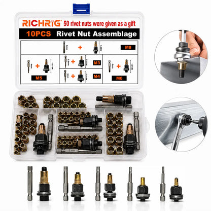 Instant Threading Heavy-Duty Rivet Nut Tool Kit M3-M8