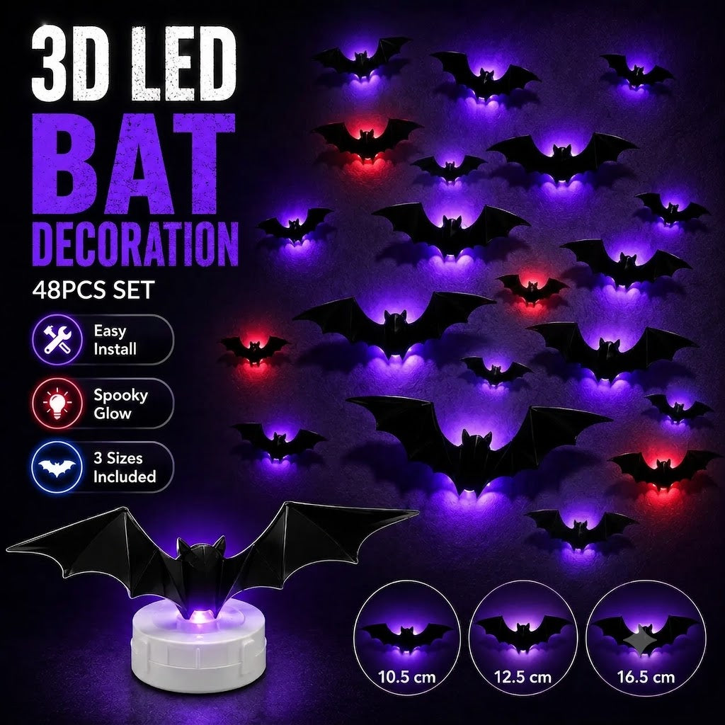 Transform Any Wall with Glowing 3D Bat Lights