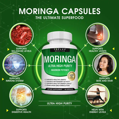 Revitalize Your Body with 1200mg Premium Moringa Capsules Superfood