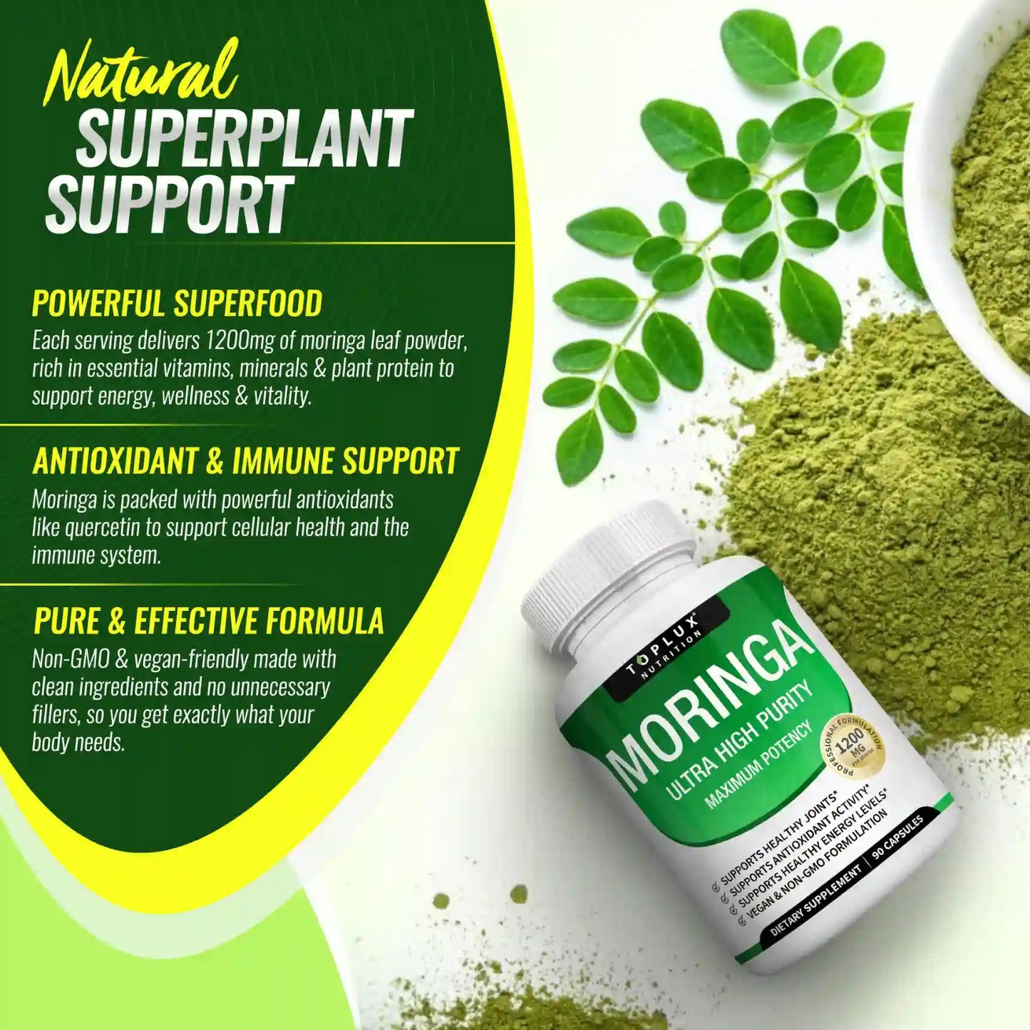 Revitalize Your Body with 1200mg Premium Moringa Capsules Superfood