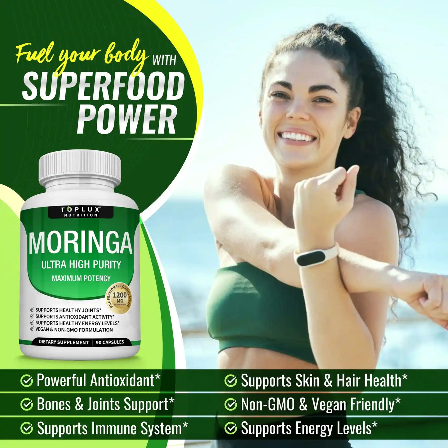 Revitalize Your Body with 1200mg Premium Moringa Capsules Superfood