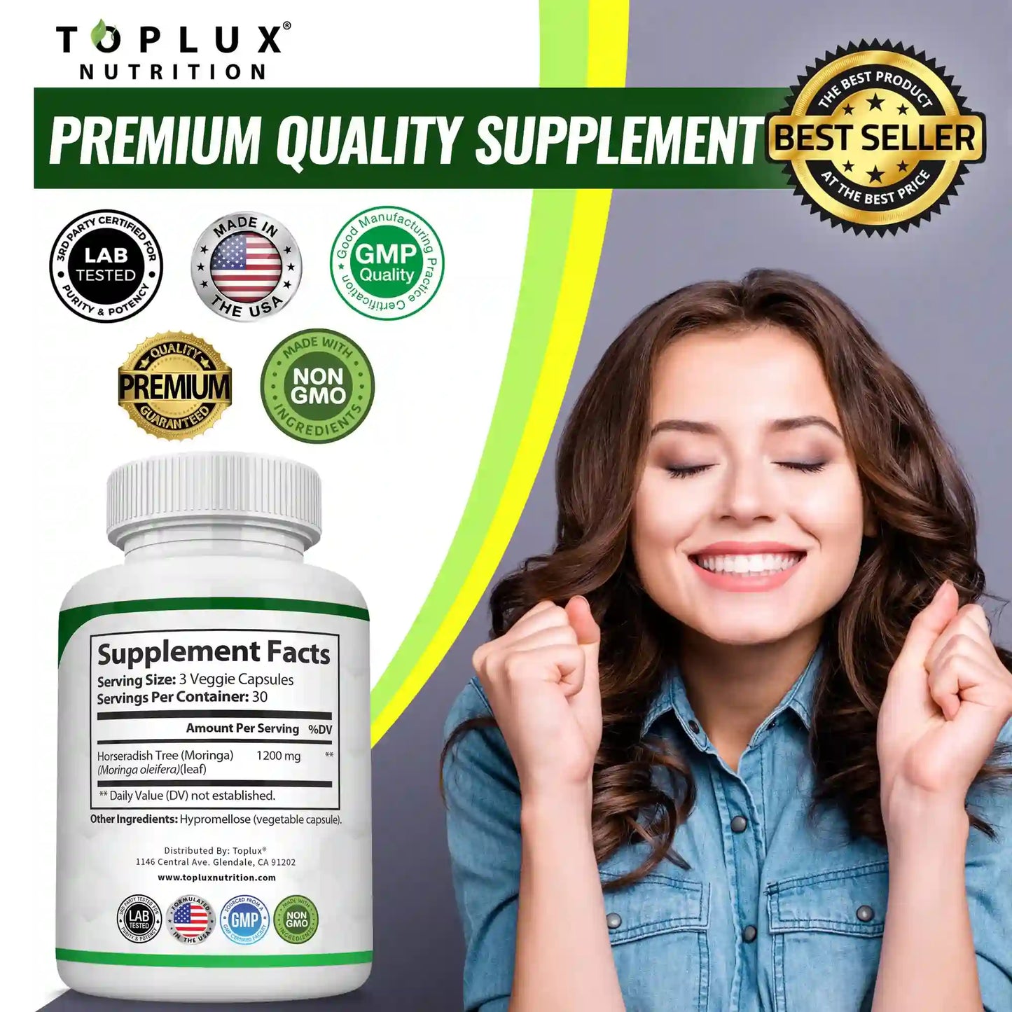 Revitalize Your Body with 1200mg Premium Moringa Capsules Superfood