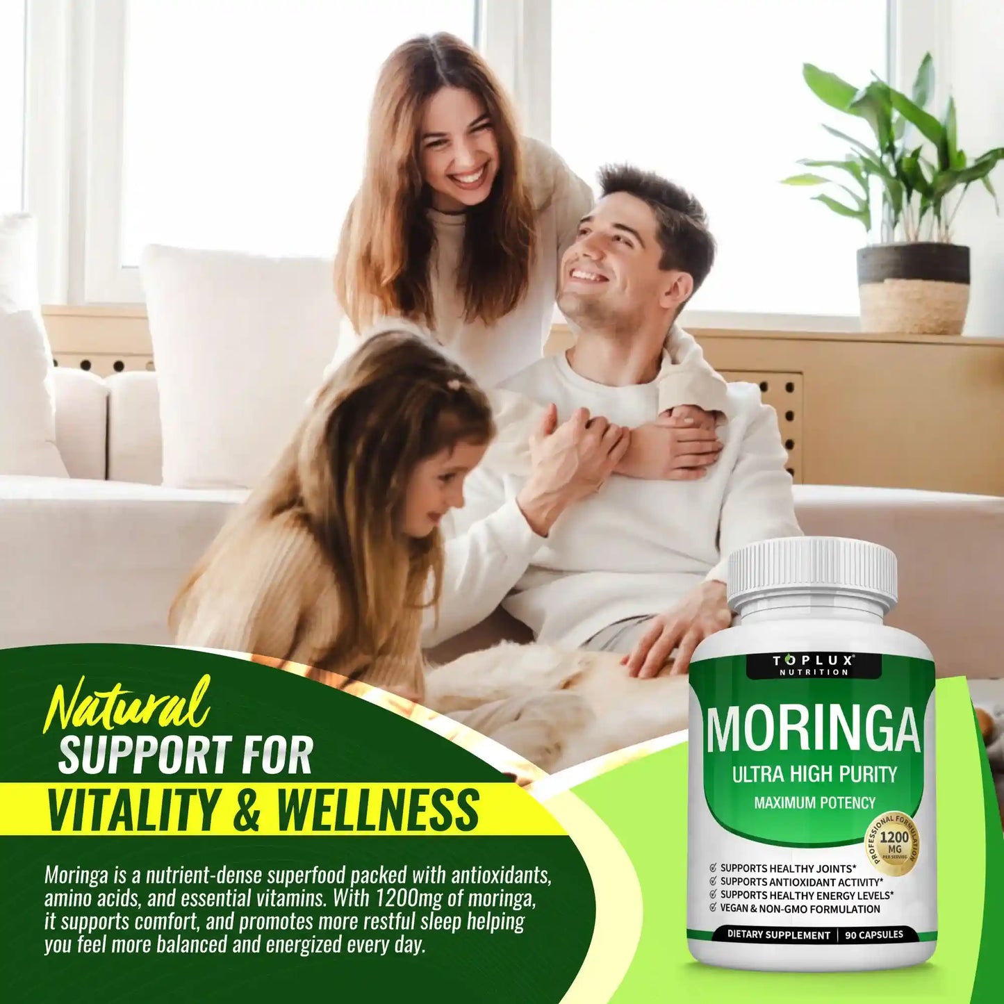 Revitalize Your Body with 1200mg Premium Moringa Capsules Superfood