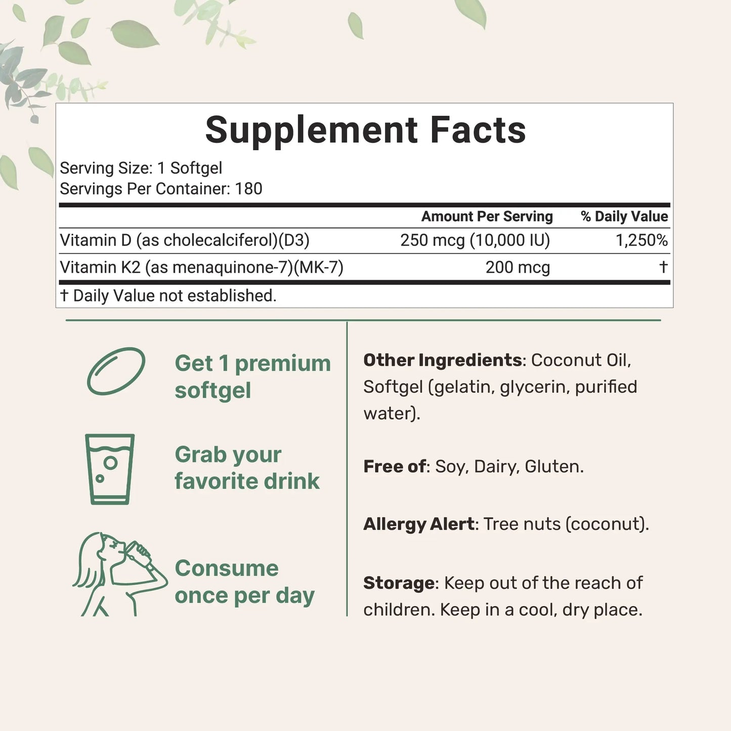 Maximize Calcium Absorption with Premium Vitamin D3 + K2 Softgels