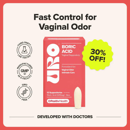 Fast Relief & 24-Hour Odor Control Boric Acid Vaginal Suppositories