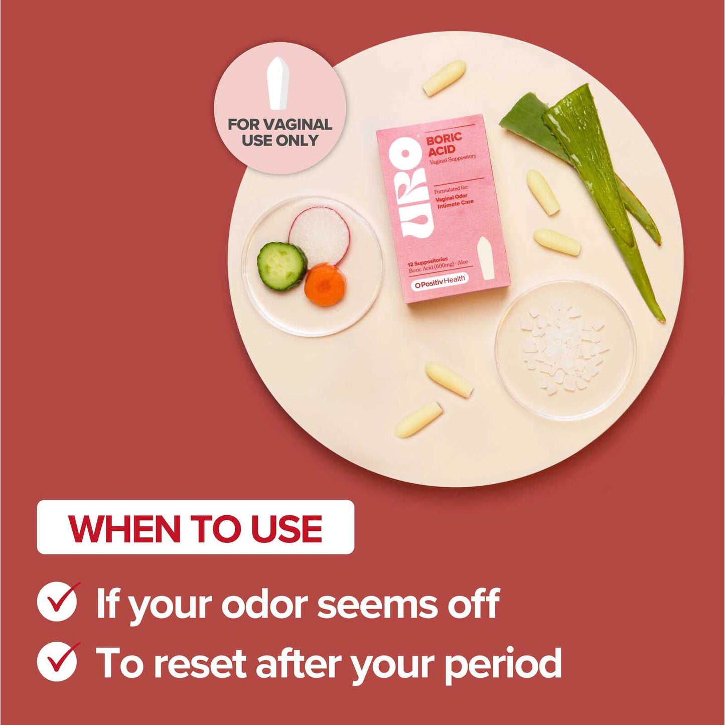 Fast Relief & 24-Hour Odor Control Boric Acid Vaginal Suppositories