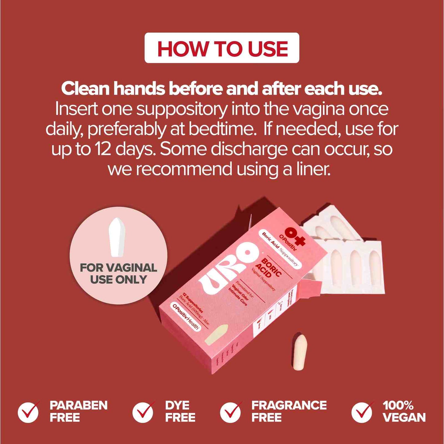 Fast Relief & 24-Hour Odor Control Boric Acid Vaginal Suppositories