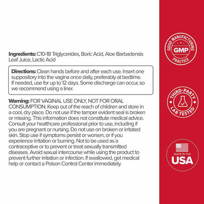 Fast Relief & 24-Hour Odor Control Boric Acid Vaginal Suppositories