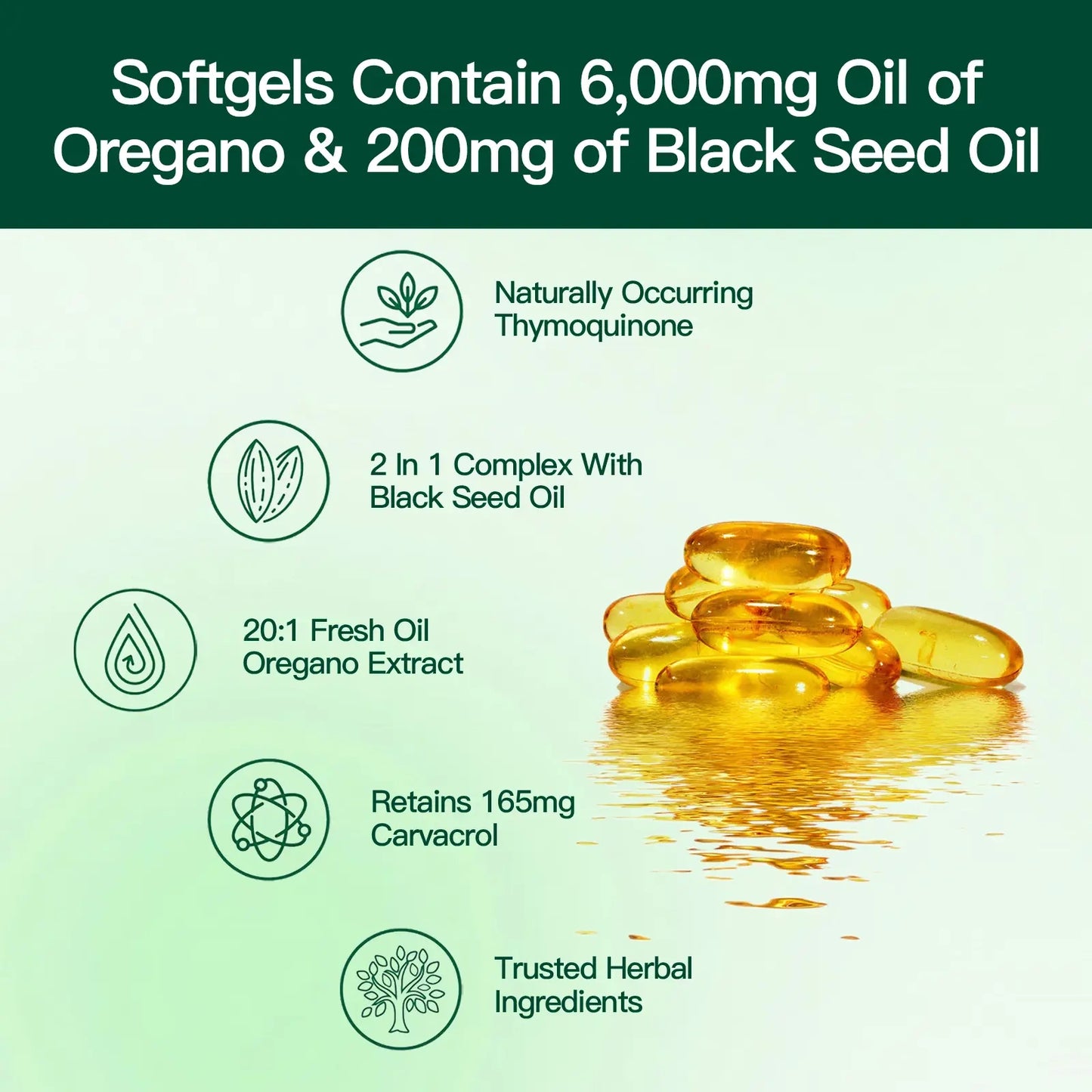 VivoNu Oil of Oregano with Black Seed Oil 300 Capsules