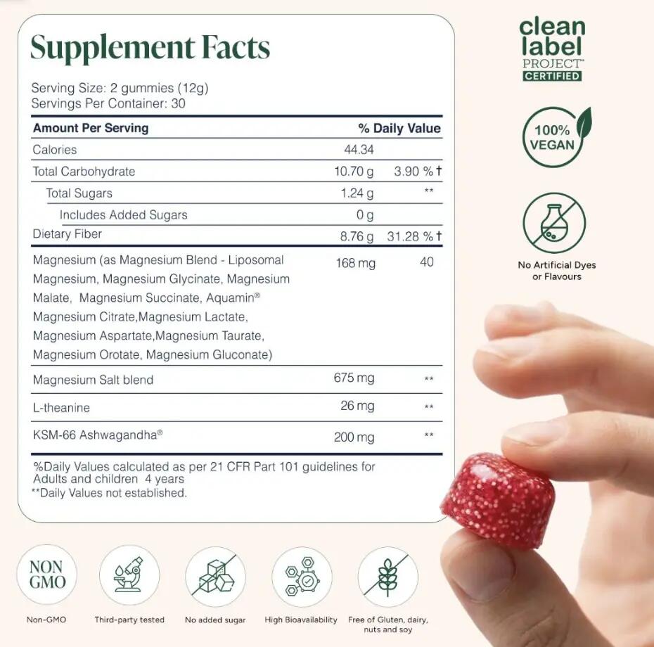All-Night Sleep & Calm: Liposomal Magnesium + Ashwagandha Gummies