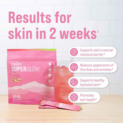 Superglow Skin & Hair Drink Mix – Collagen, Biotin & Ceramosides Powder Packets
