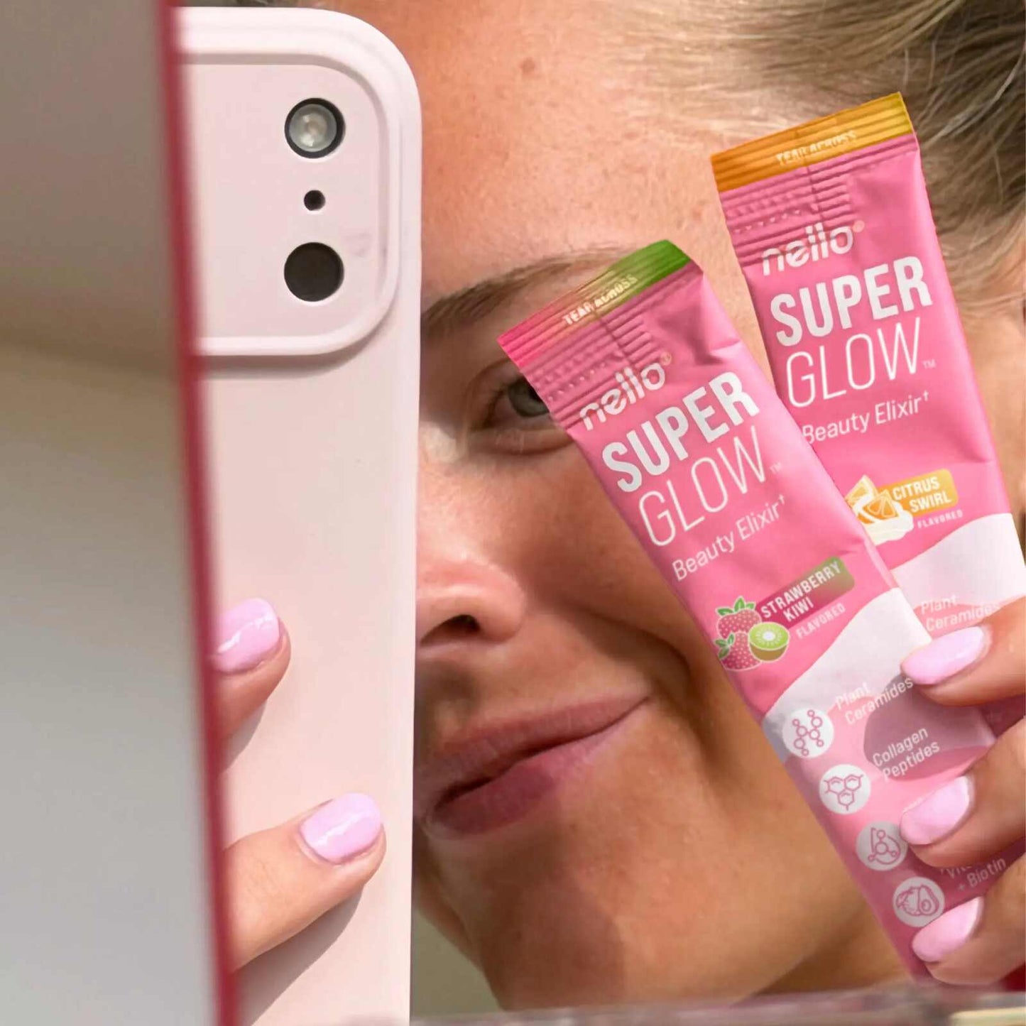 Superglow Skin & Hair Drink Mix – Collagen, Biotin & Ceramosides Powder Packets