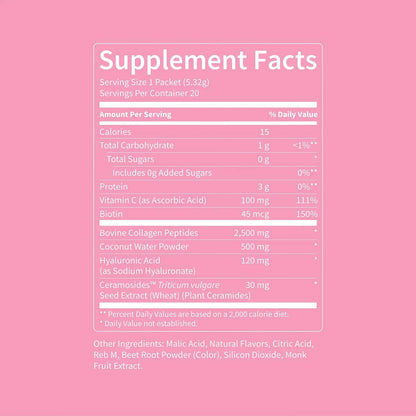 Superglow Skin & Hair Drink Mix – Collagen, Biotin & Ceramosides Powder Packets