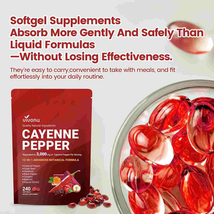Cayenne Pepper Softgels for Leg Vein, Heart & Circulation Health