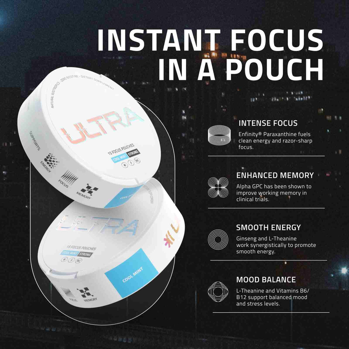 Nicotine-Free Focus Energy Pouches
