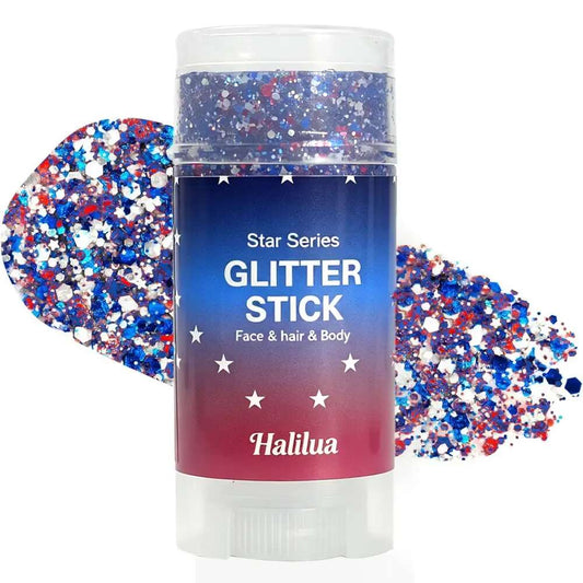 Instant Red, White & Blue Patriotic Glitter Stick