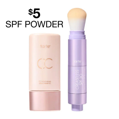 CC color-correcting tinted serum + creaseless SPF 30 mineral setting powder