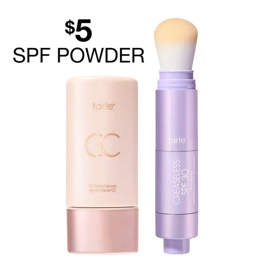 CC color-correcting tinted serum + creaseless SPF 30 mineral setting powder