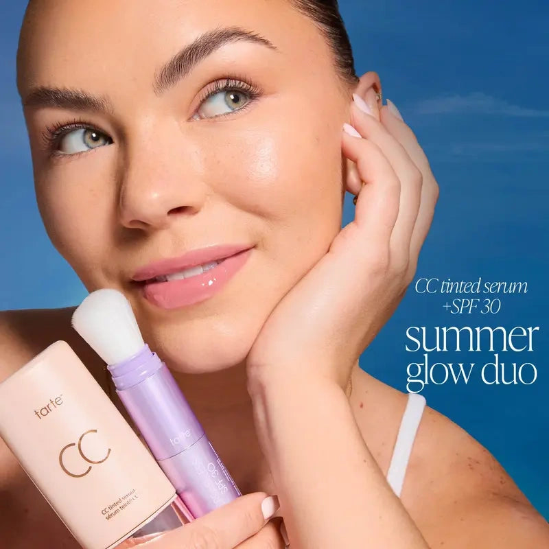 CC color-correcting tinted serum + creaseless SPF 30 mineral setting powder