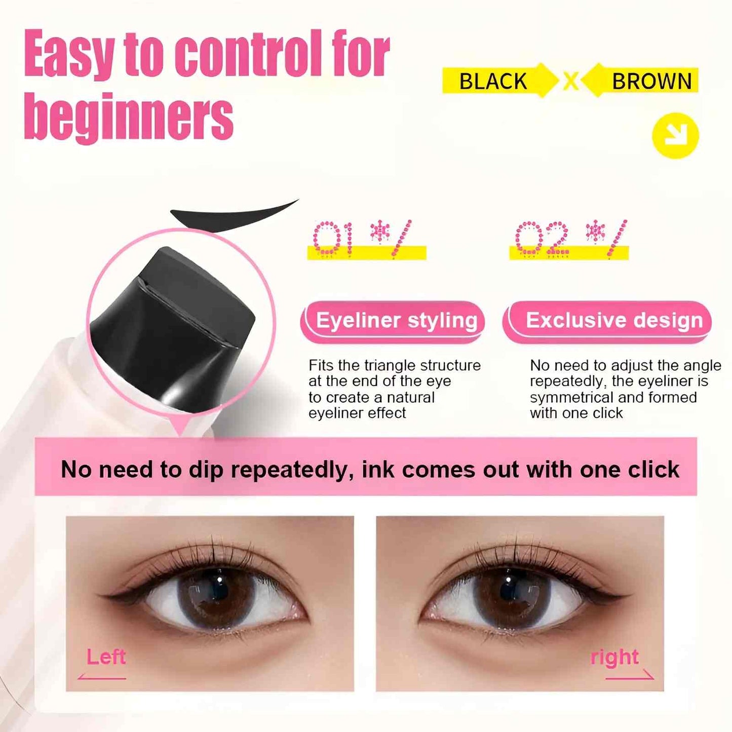 Dual-Head Rotating Winged Eyeliner Stamp Pen