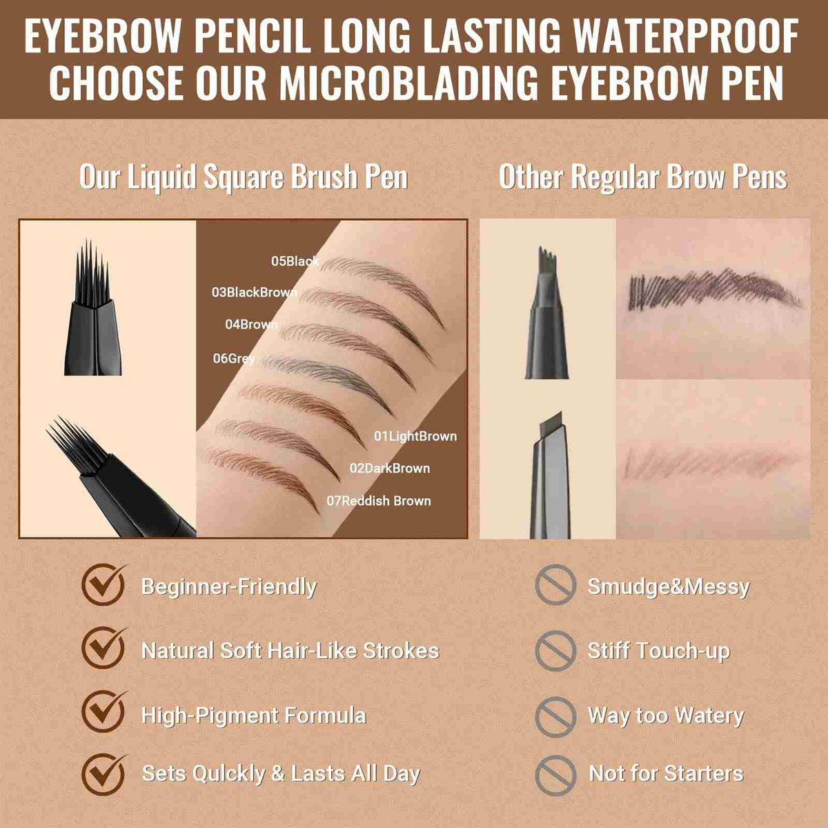 [BUY 1 GET 1 FREE] Waterproof Dual-Ended Microblading Brow Pen