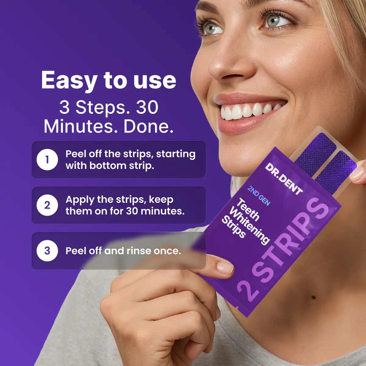 Peroxide-Free Purple Teeth Whitening Strips