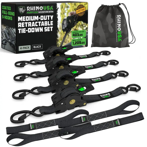 Heavy-Duty Auto-Retractable Ratchet Tie-Down Straps