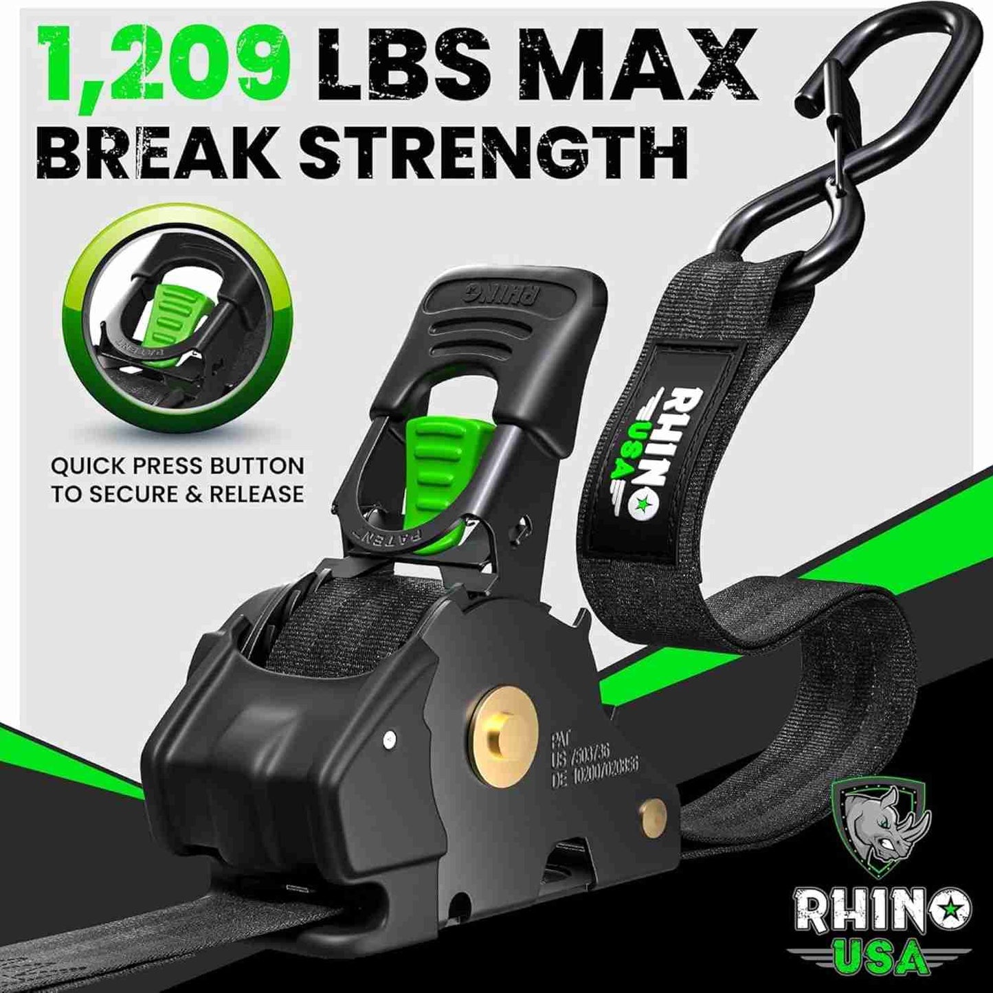 Heavy-Duty Auto-Retractable Ratchet Tie-Down Straps