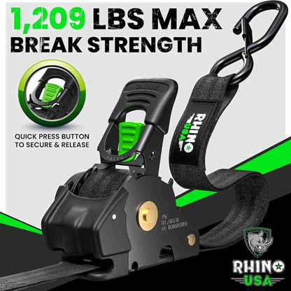Heavy-Duty Auto-Retractable Ratchet Tie-Down Straps