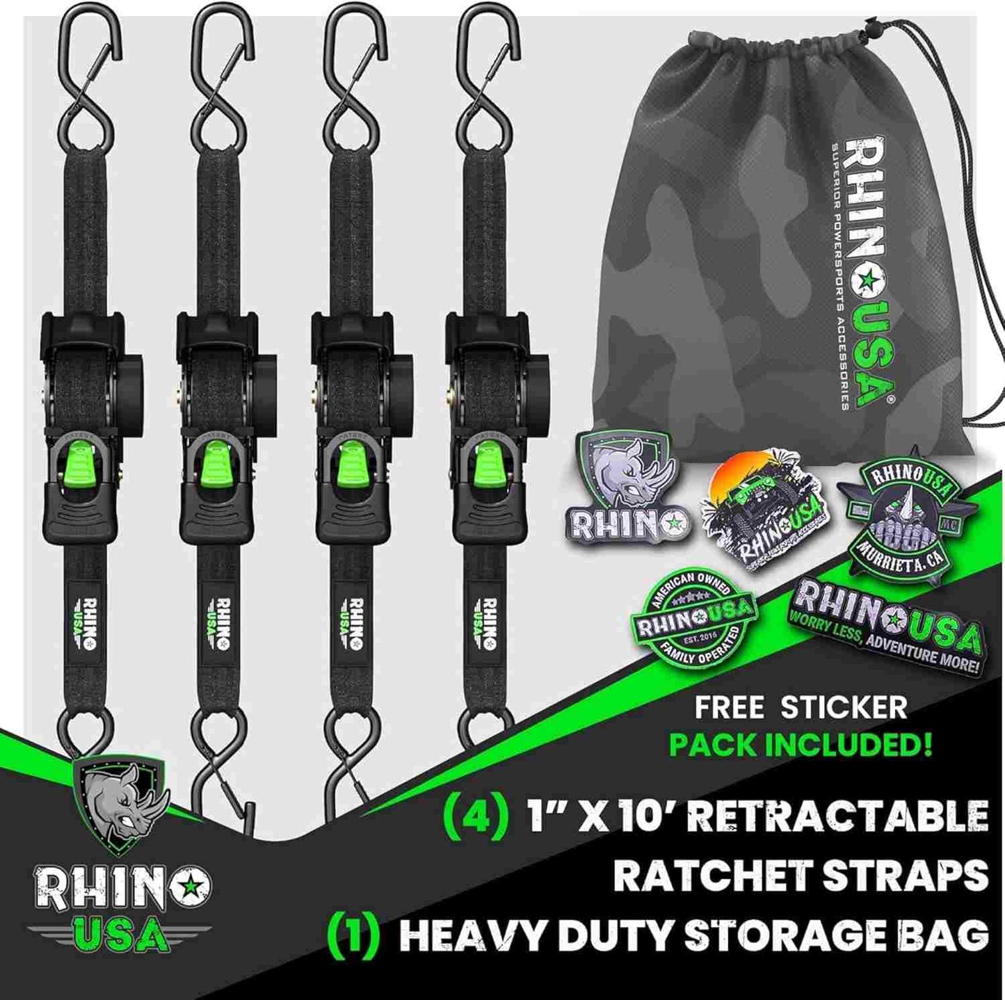 Heavy-Duty Auto-Retractable Ratchet Tie-Down Straps