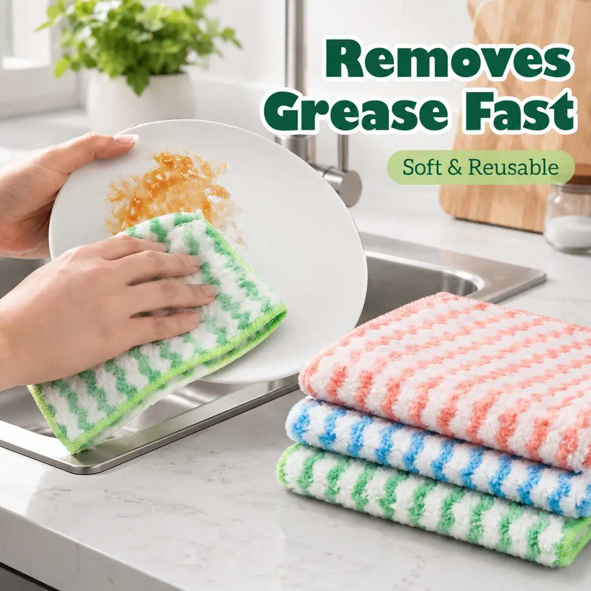 Single-Color Microfiber Cleaning Cloths 50-Pack