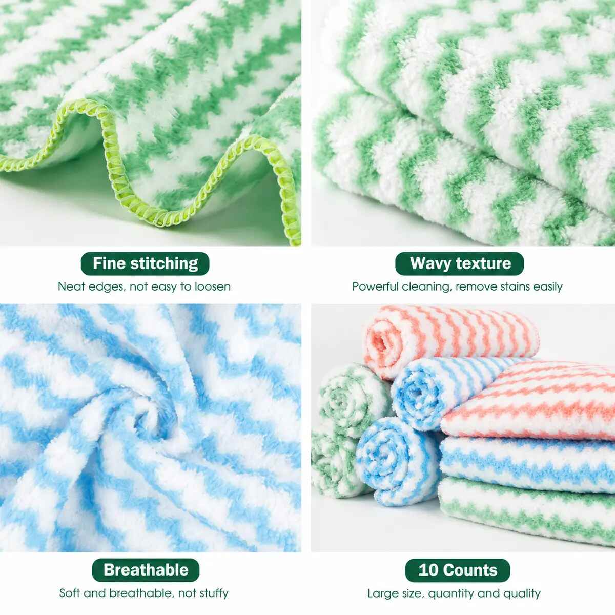 Single-Color Microfiber Cleaning Cloths 50-Pack