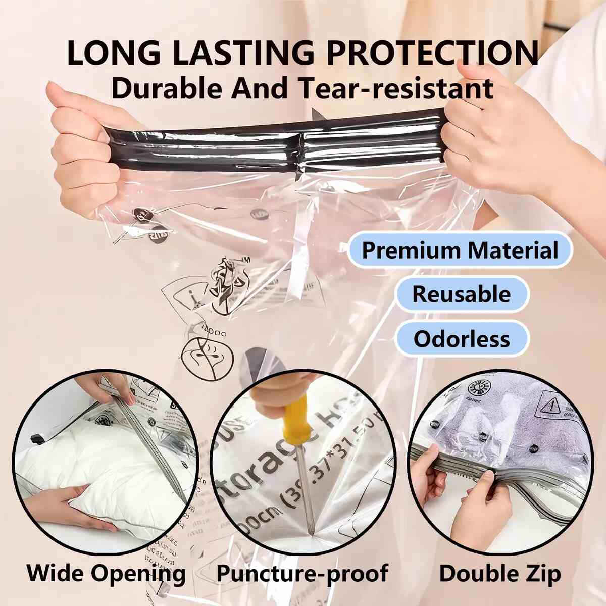 Rechargeable Travel Vacuum Compression Bags 15-Pack