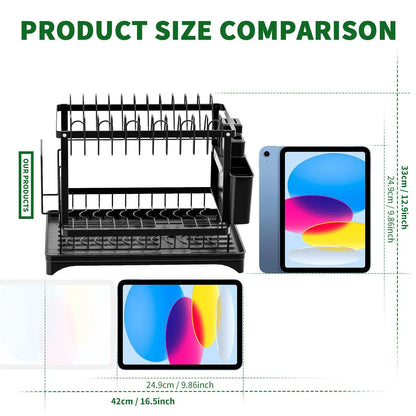 Space-Saving Foldable Stainless Steel Dish Drying Rack with Drainboard