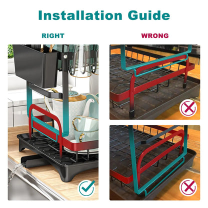 Space-Saving Foldable Stainless Steel Dish Drying Rack with Drainboard