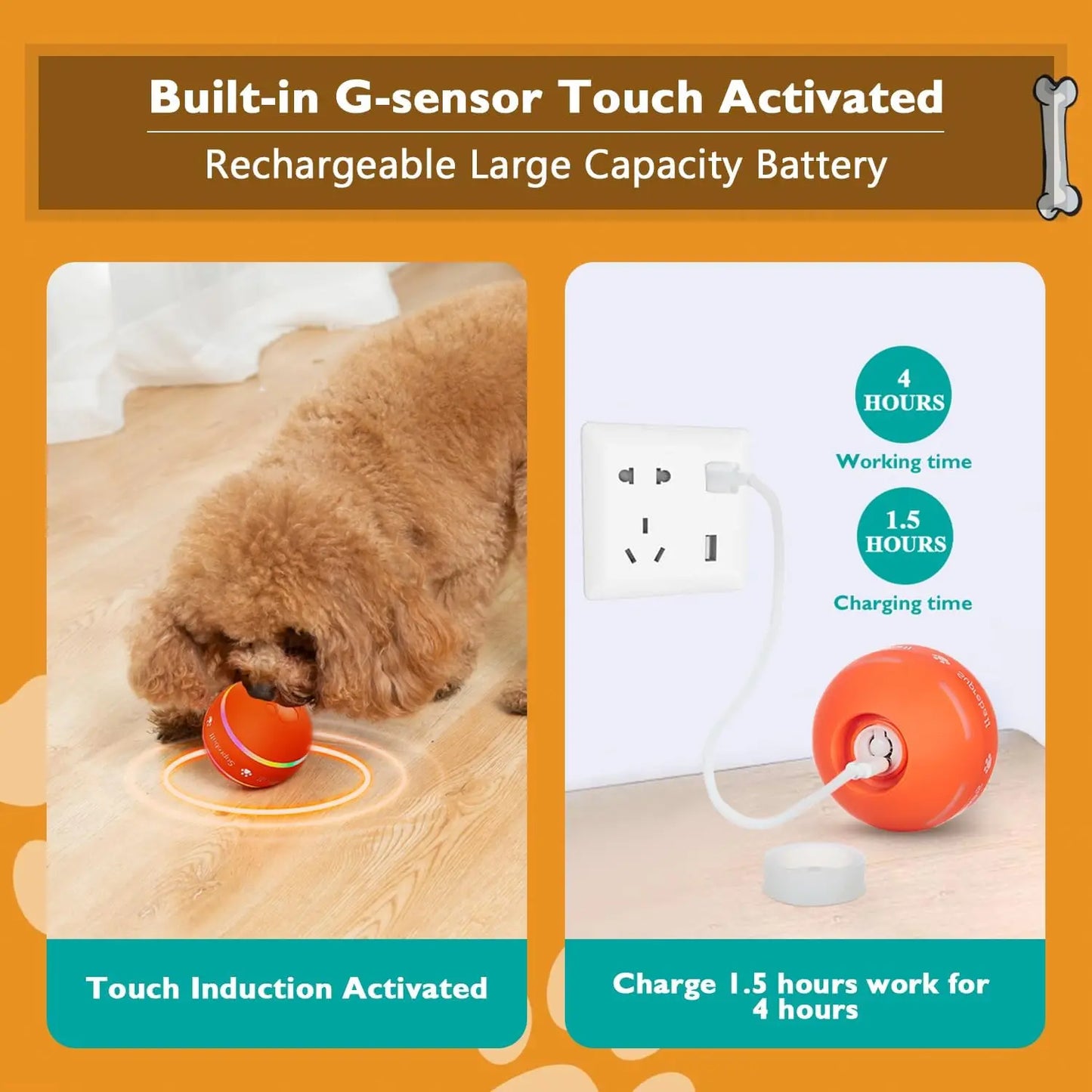 Smart Interactive Cat Toy Ball - Automatic 360° Self-Rotating Motion Activated Kitty Toy