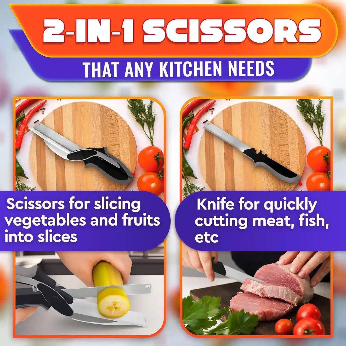 Vegetable Chopper & Kitchen Scissors – Fast Master Cutter