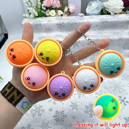 Squeeze Away Stress with the Light-Up Dumpling Fidget Keychain!