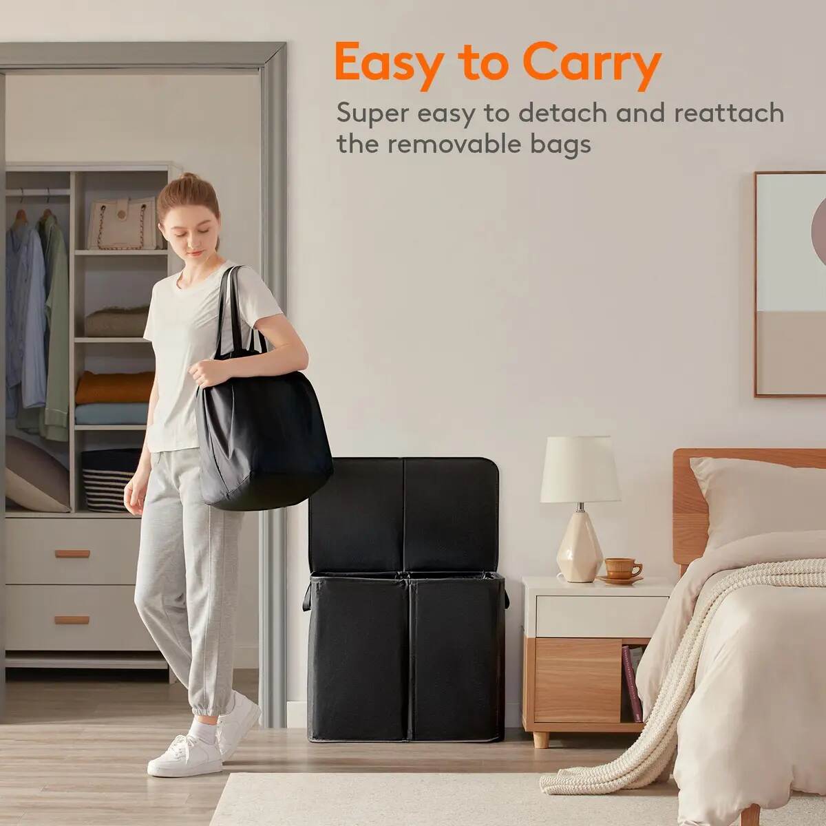 Foldable Laundry Hamper with Lid & 2 Bags