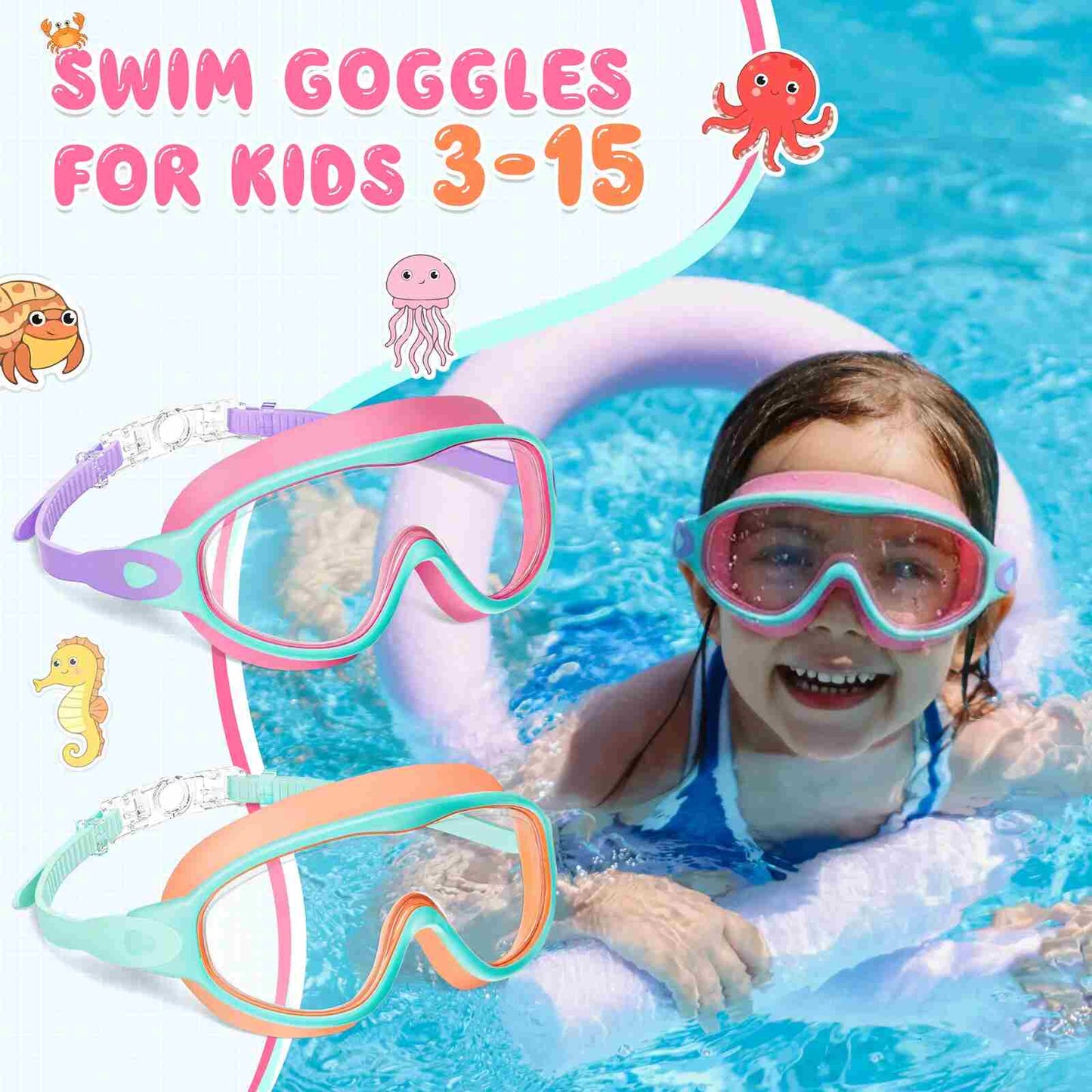 Crystal-Clear Anti-Fog Swimming Goggles with UV Protection