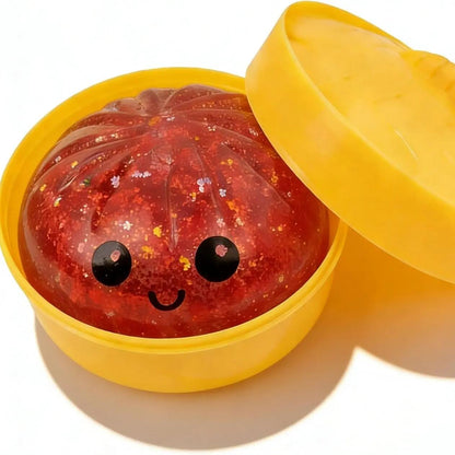 Super Squishy Dumpling Toy with Mystery Glitter & Steamer Case