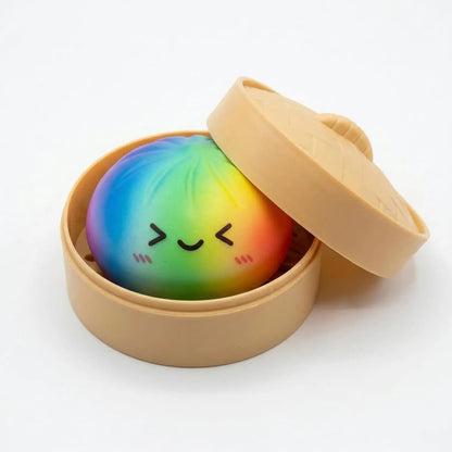 Super Squishy Dumpling Toy with Mystery Glitter & Steamer Case