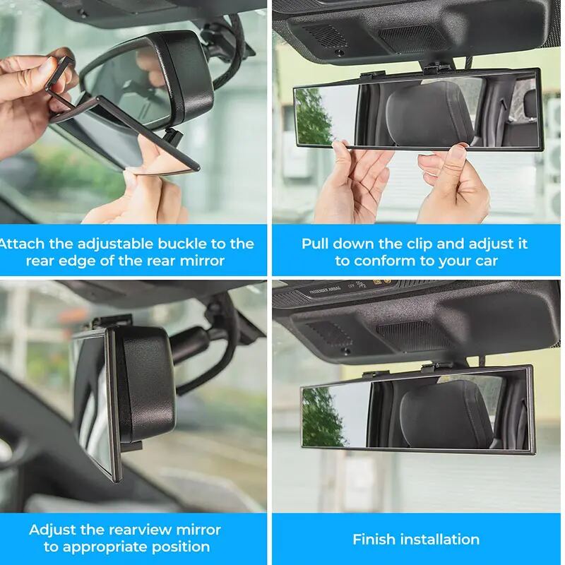 11.81-Inch Panoramic Anti-Glare Rearview Mirror