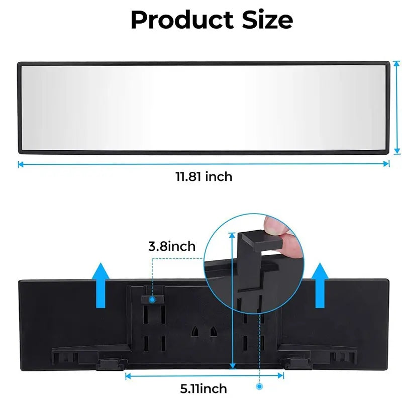 11.81-Inch Panoramic Anti-Glare Rearview Mirror