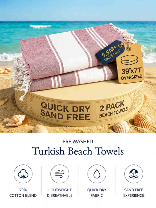 Lightweight Soft Flat-Weave XL Beach Towel – Summer Travel & Pool Essential