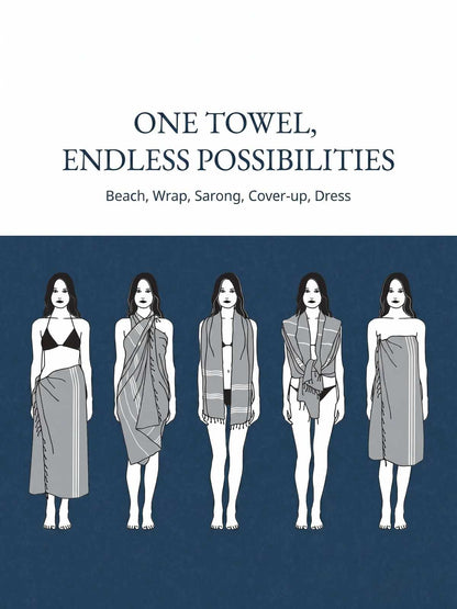 Lightweight Soft Flat-Weave XL Beach Towel – Summer Travel & Pool Essential