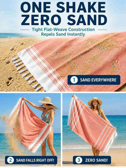 Lightweight Soft Flat-Weave XL Beach Towel – Summer Travel & Pool Essential