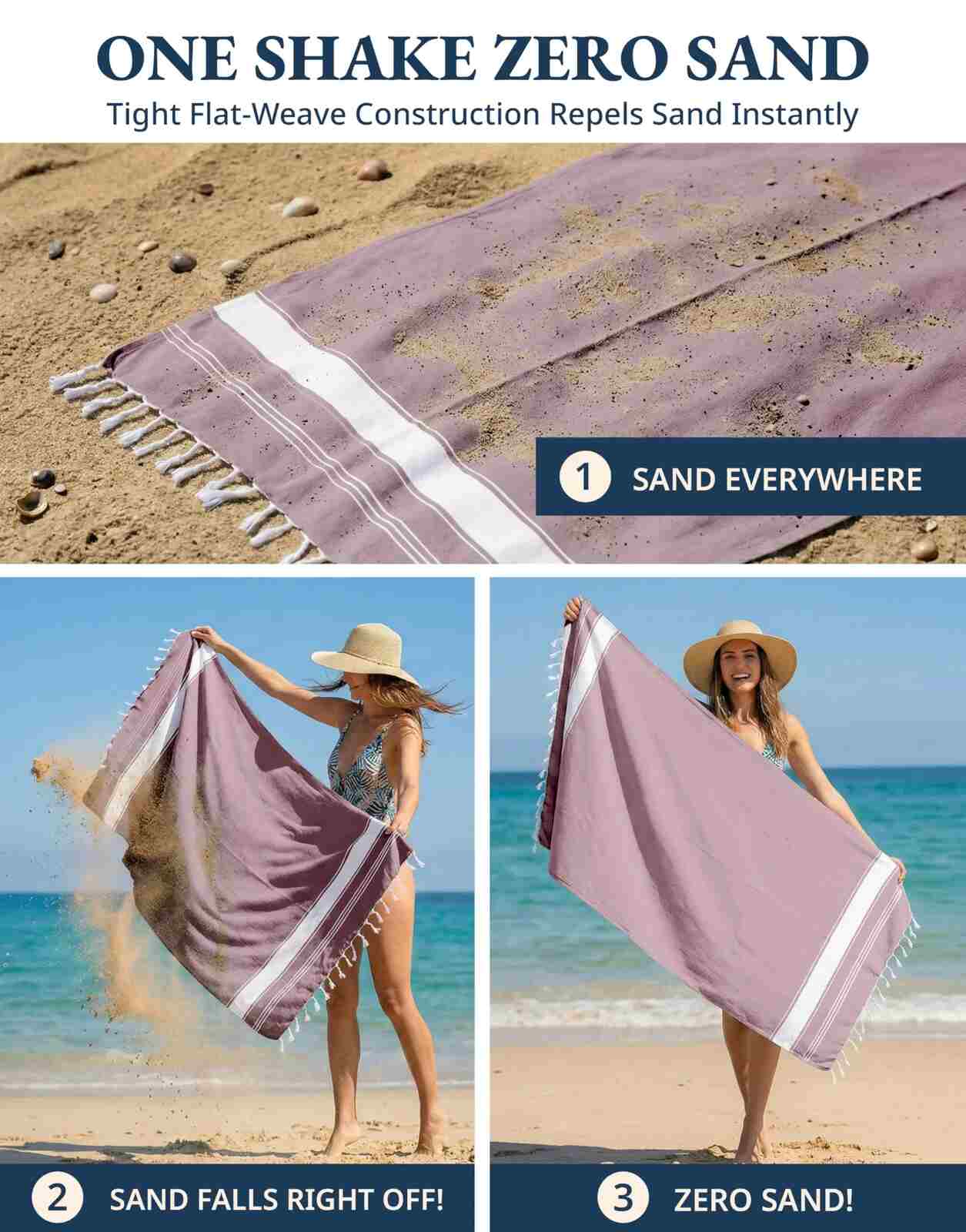 Lightweight Soft Flat-Weave XL Beach Towel – Summer Travel & Pool Essential