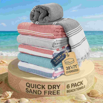 Lightweight Soft Flat-Weave XL Beach Towel – Summer Travel & Pool Essential