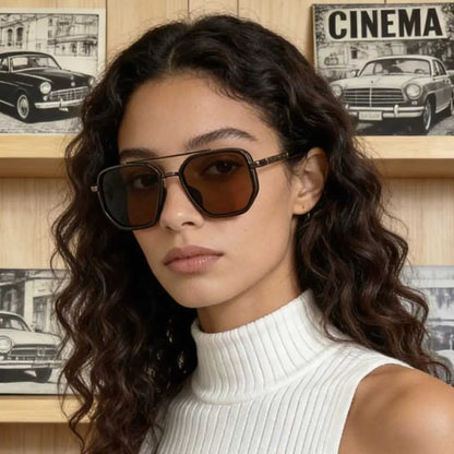 Geometric Double-Beam Trendy Sunglasses